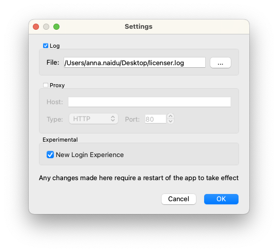 Settings Window