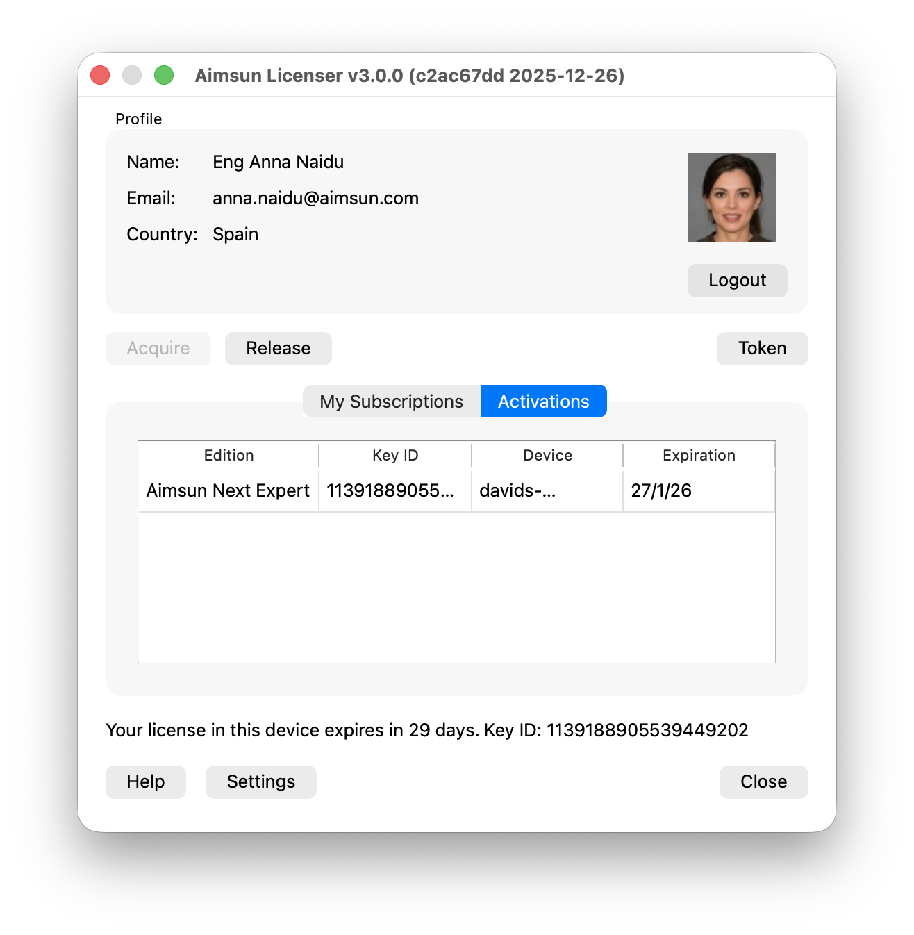 Aimsun Licenser: Activations