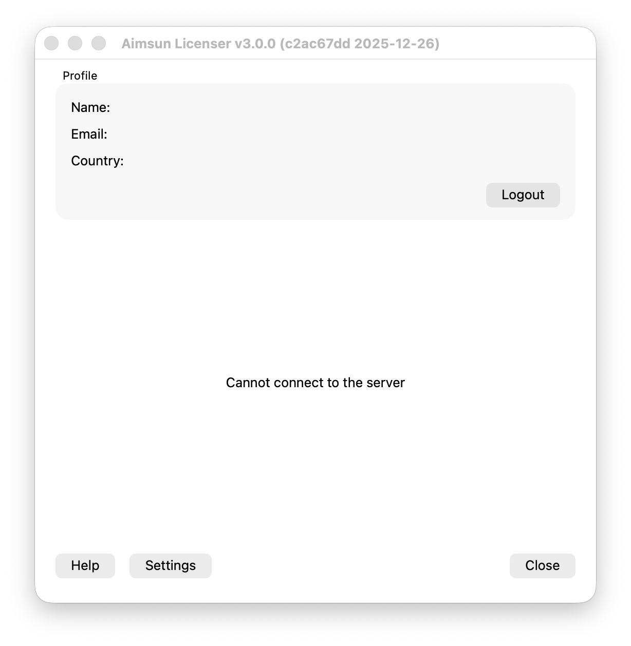 Cannot connect to the server