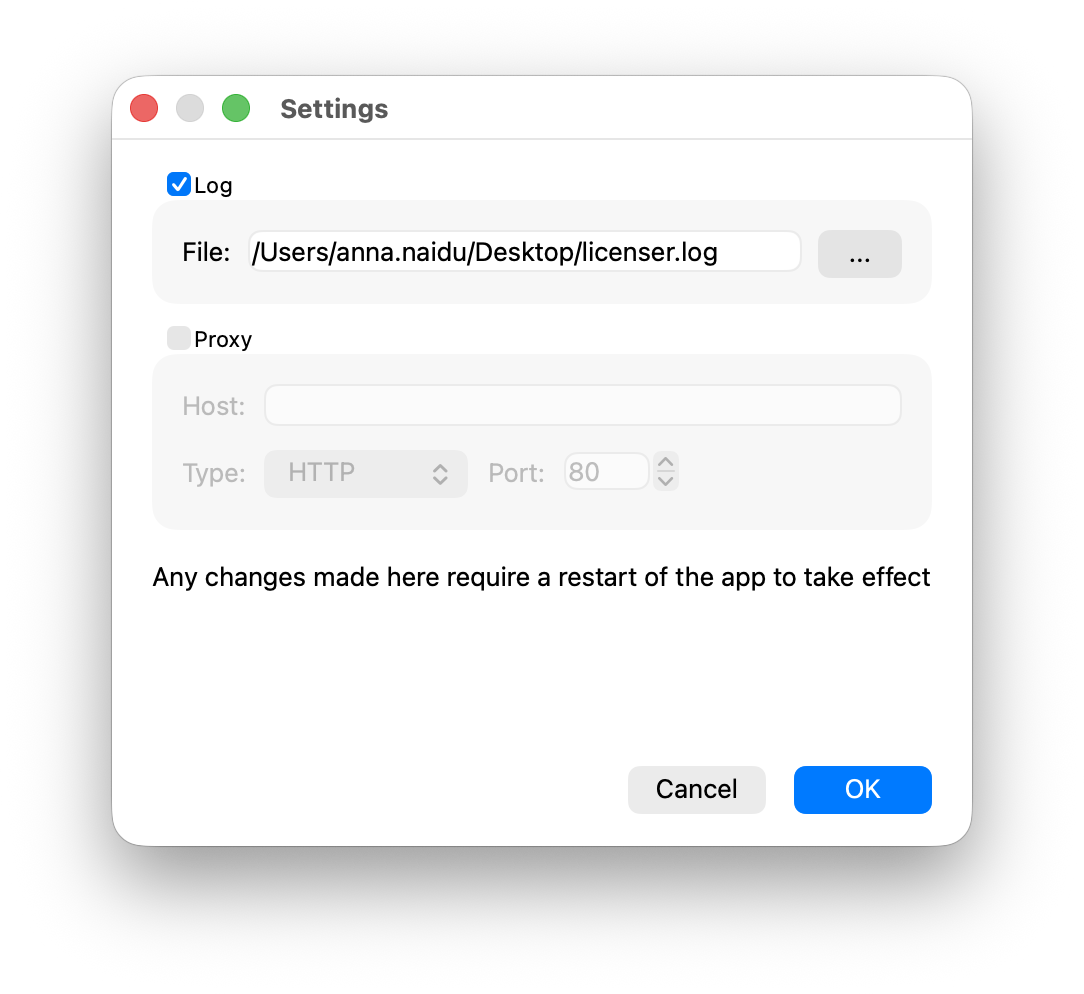 Settings Window