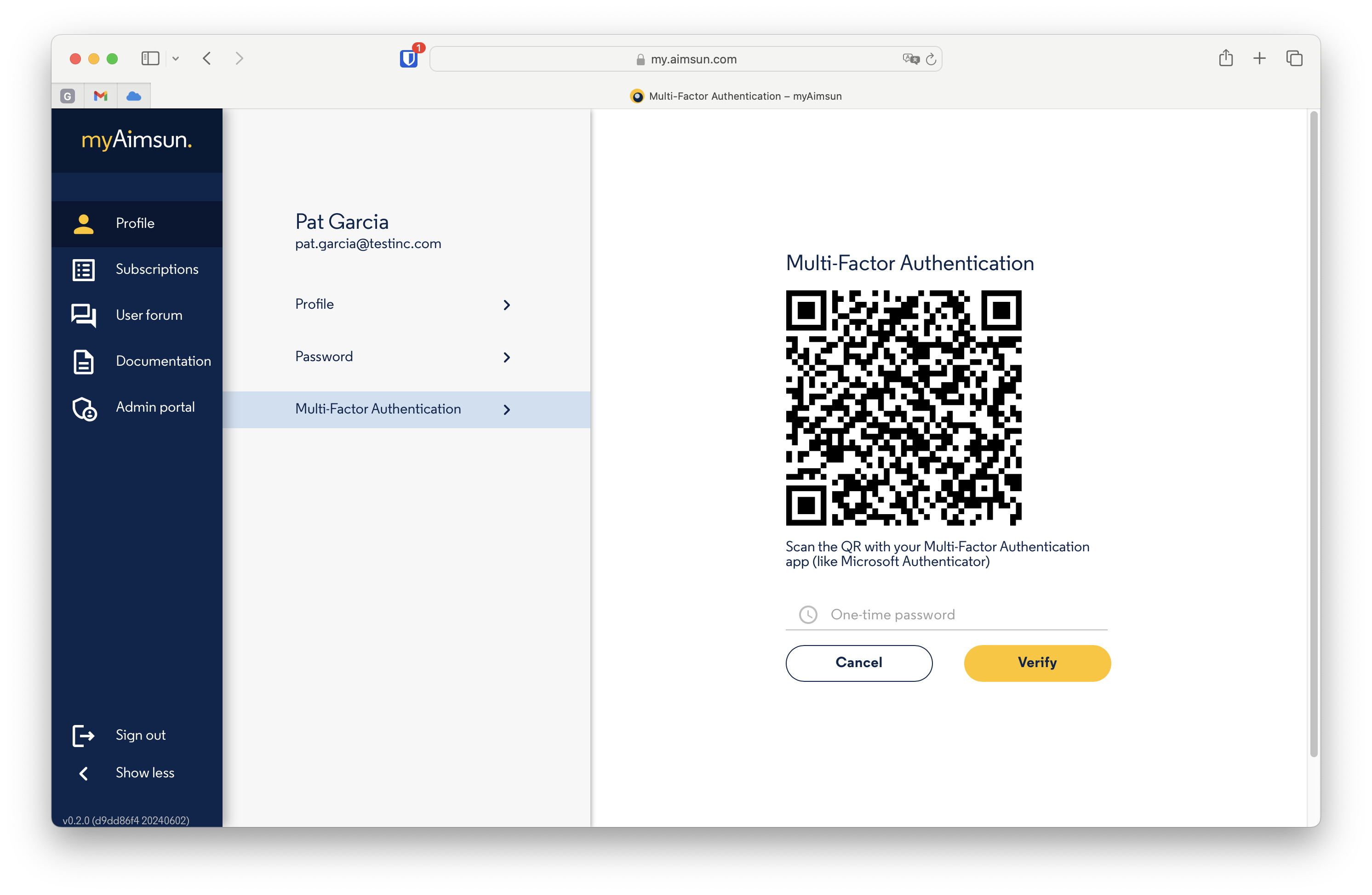 myAimsun: Multi-factor Authentication