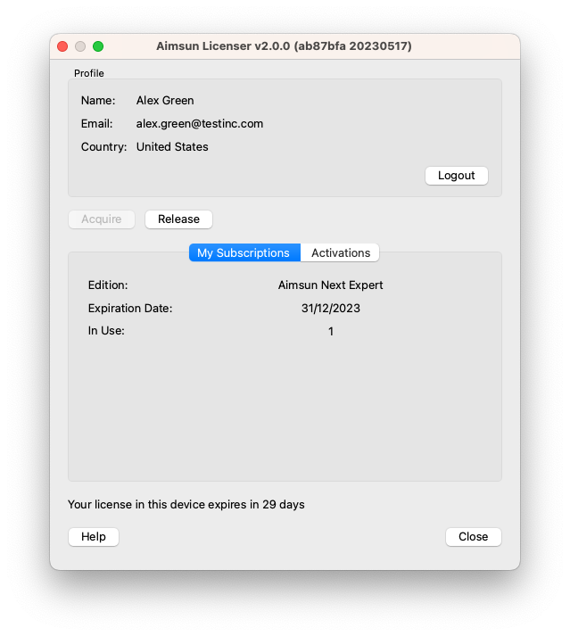 Aimsun Licenser: Acquire and Release Aimsun Licenser: Acquire and Release