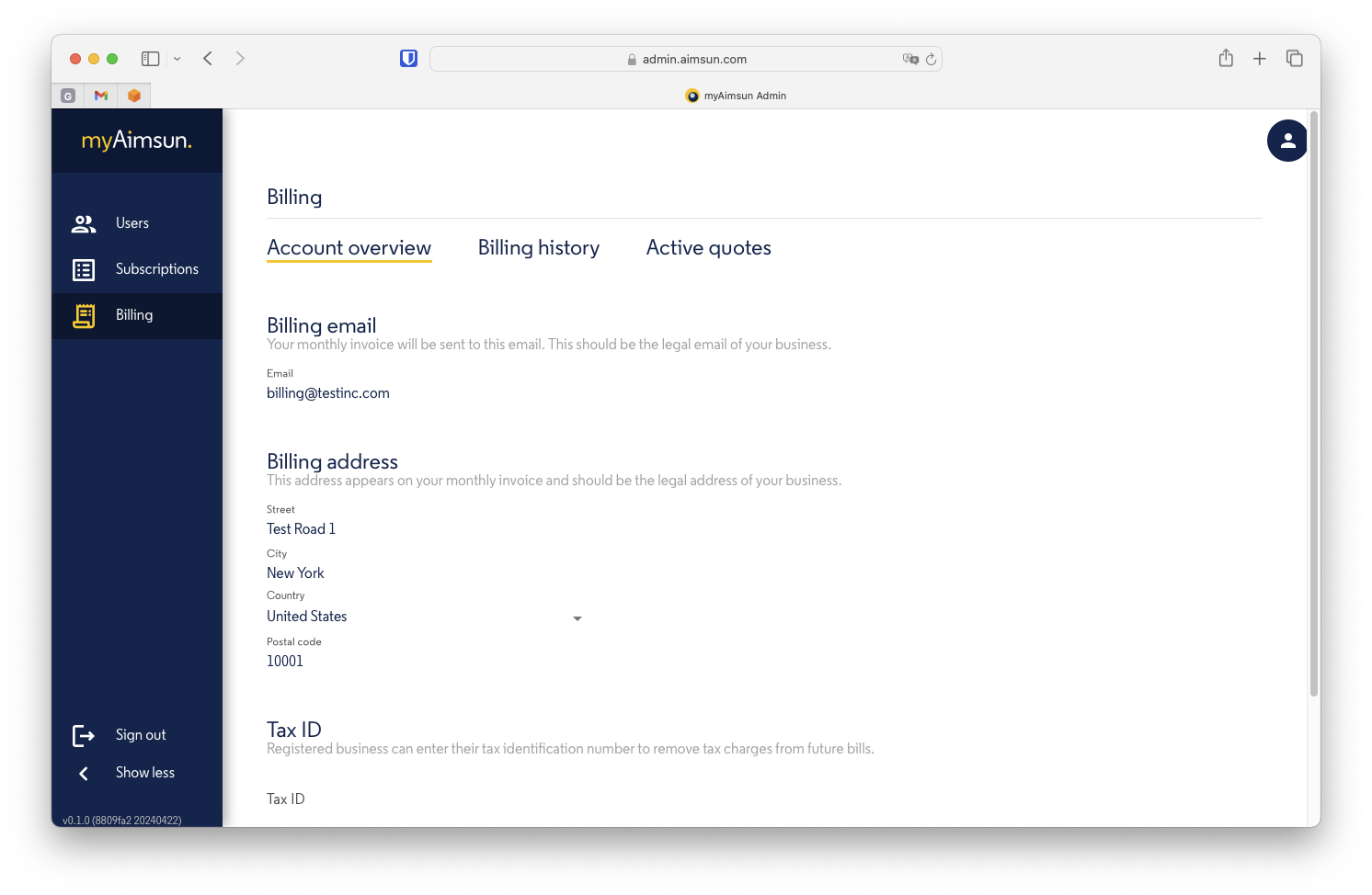 Aimsun Admin: Billing Aimsun Admin: Billing