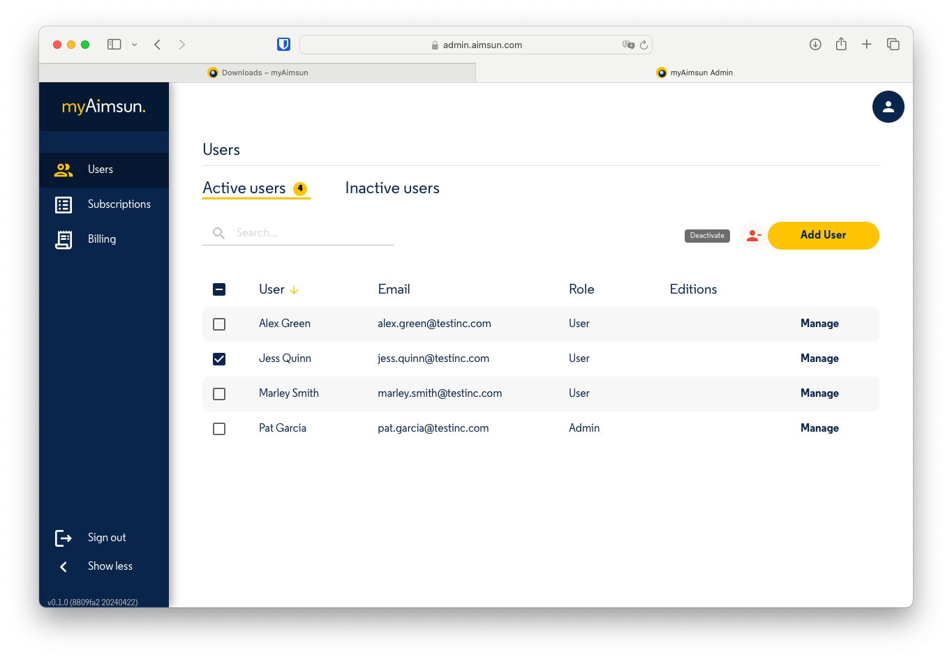 Aimsun Admin: Deactivate a User Aimsun Admin: Deactivate a User