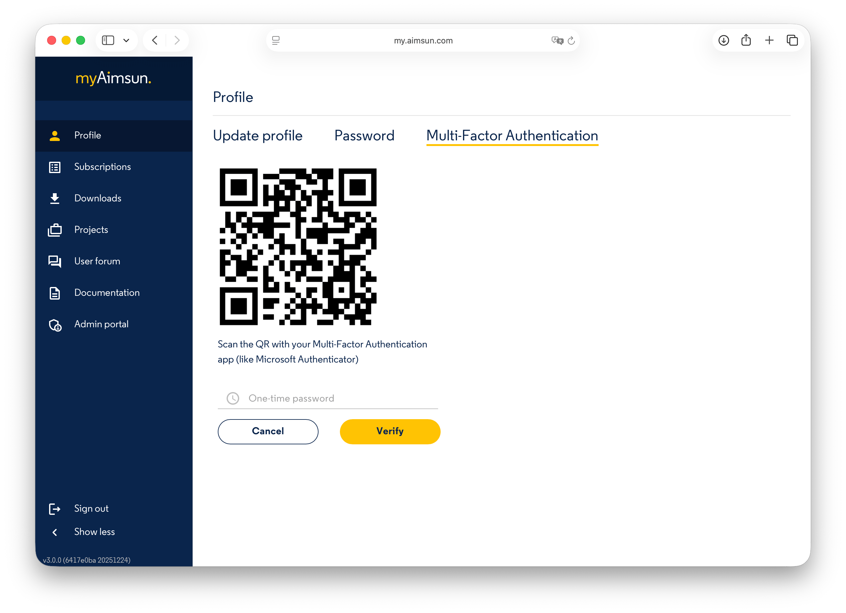 myAimsun: Multi-factor Authentication