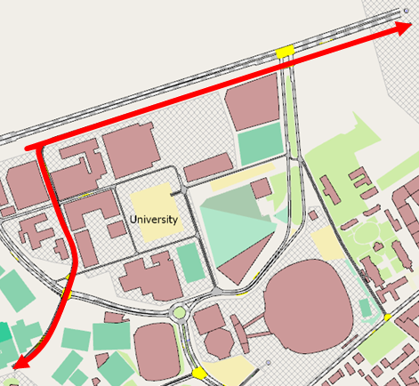 Tram routes in 2D view