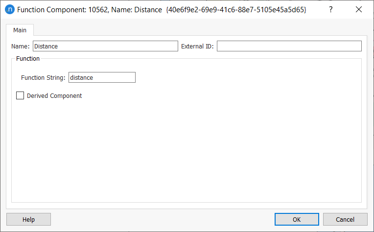 Distance component function dialog