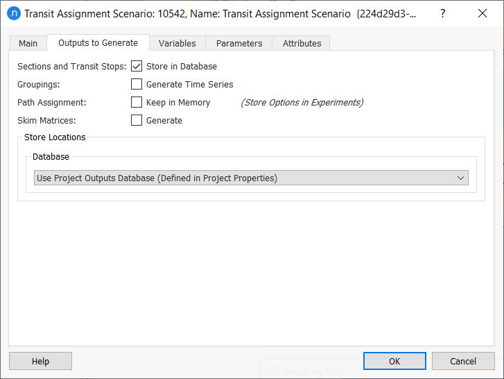 Transit assignment outputs