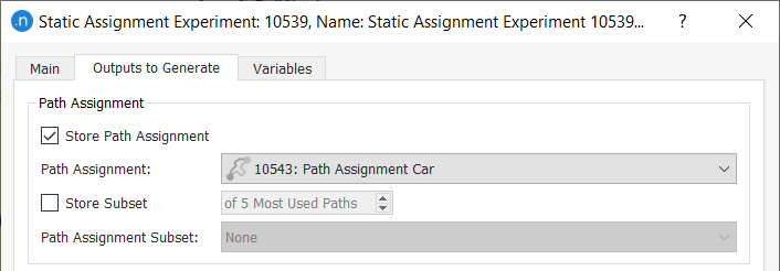 Static assignment experiment outputs to generate