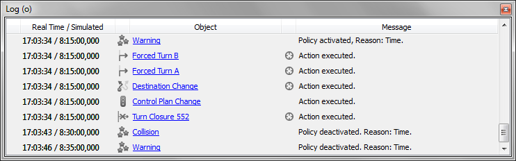 Log Window messages when activating and deactivating actions