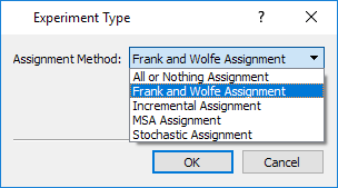 Assignment method selection for the Static Assignment Experiment