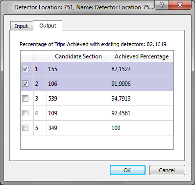 *Outputs to Generate* folder in the Detector Location dialog