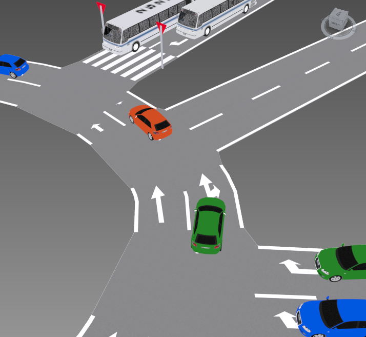 Resulting 3D scene in Civil View® with two vehicle types