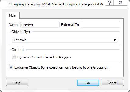 Grouping Category editor