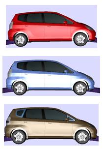 Definition of different colors for the same vehicle shape