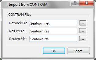 Import from CONTRAM dialog