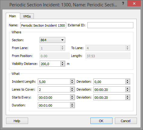 Periodic Section Incident Action Editor