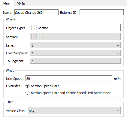 Speed Reduction Action Editor