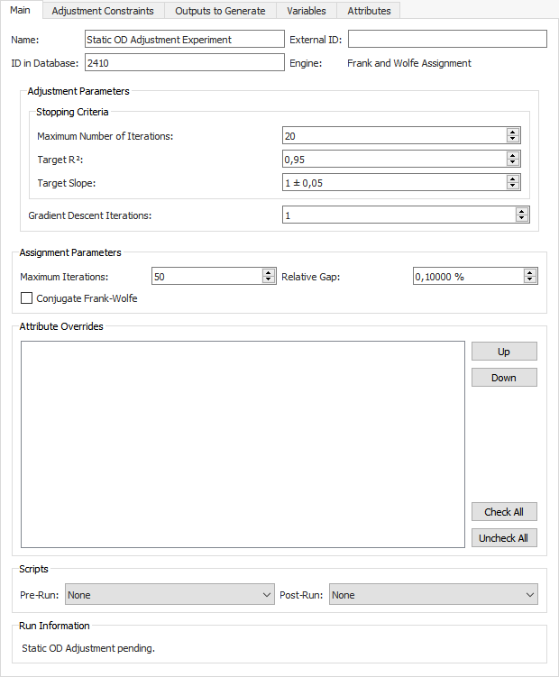 Static OD Adjustment Experiment Editor Main folder