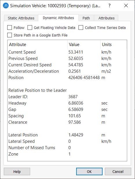 Simulation Vehicle - Dynamic Attributes folder