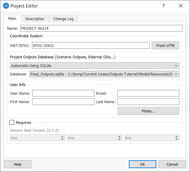 Project Properties Editor – Setting the Outputs Data Source