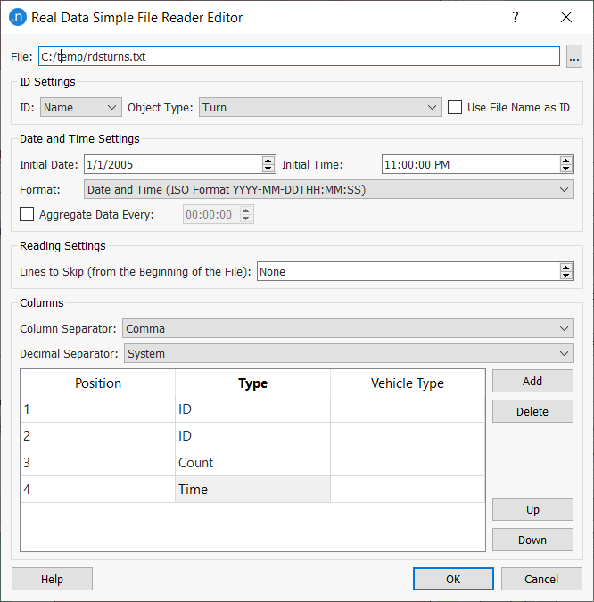 Simple File Reader Editor for Turns Data