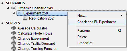 Check and Fix in Experiment Context Menu