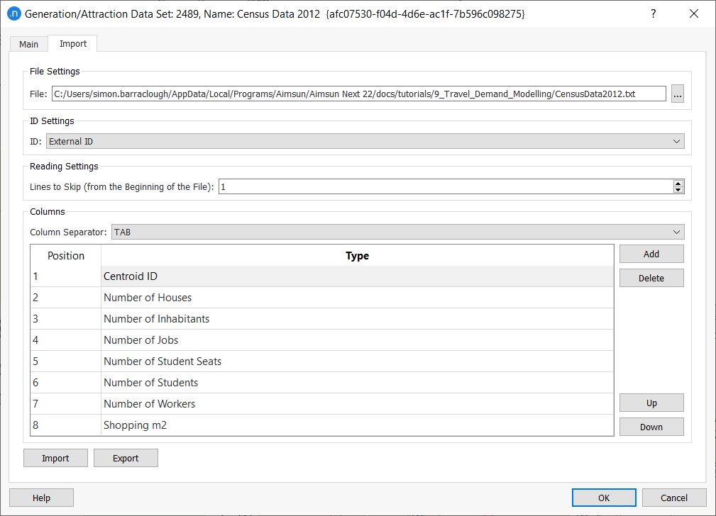 Generation attraction import tab