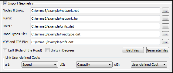 Emme Geometry Import Dialog