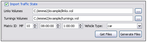 Emme Traffic State Import Dialog