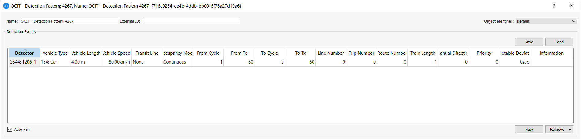 Parameter cells in ocit detection pattern