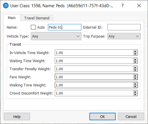 User Class Transit Weights