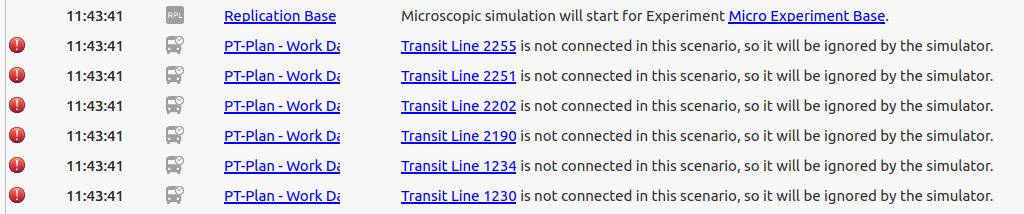 Transit line warnings