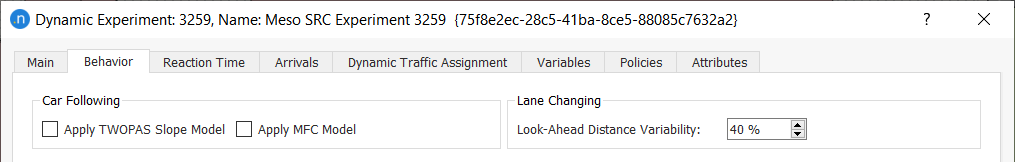 Dynamic Experiment: Mesoscopic Behavior Tab