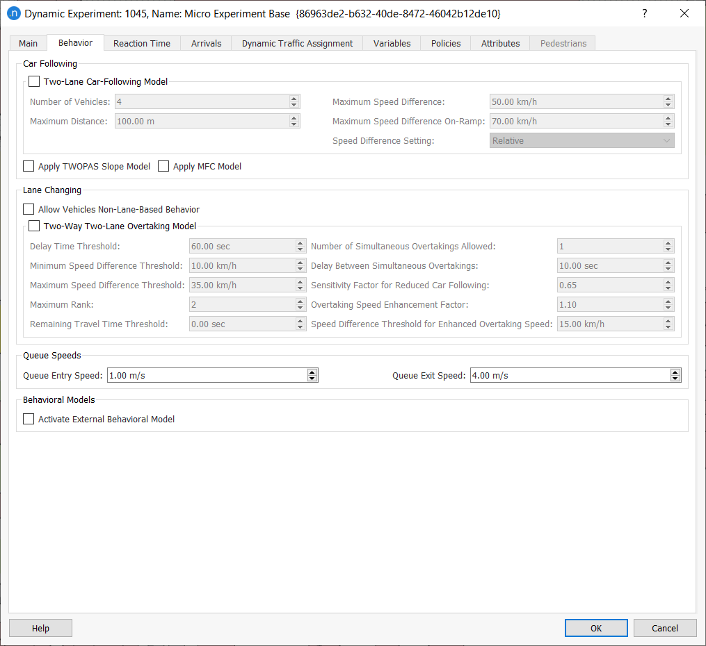 Dynamic Experiment: Microscopic Behavior Tab