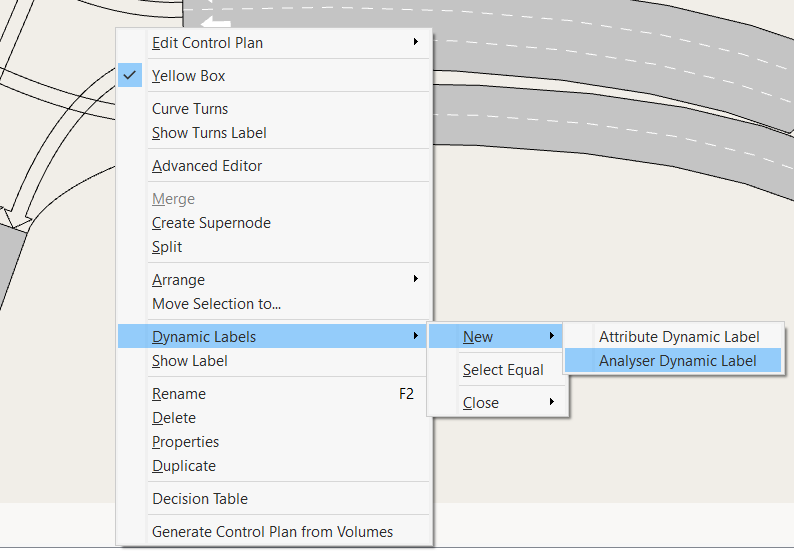 Analyzer Dynamic Label Menu