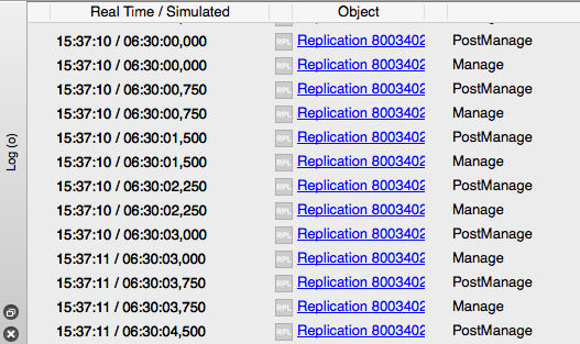 Aimsun Next log showing  API print outs