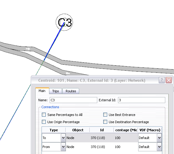 Centroid connected to a node