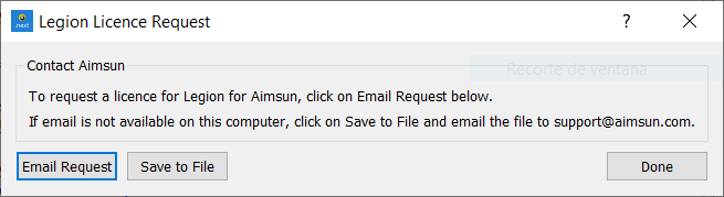 Request License dialog