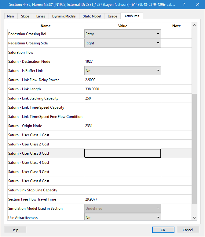 Road Section Attributes