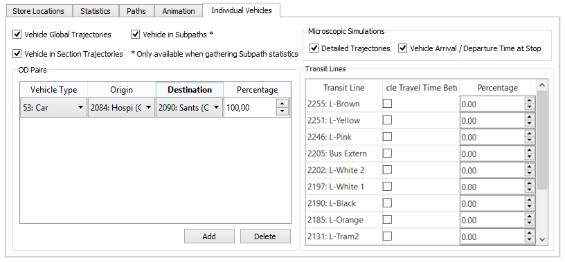 Dynamic Scenario Individual Vehicles Tab 