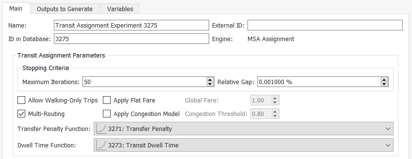 Transit Assignment Experiment: MSA