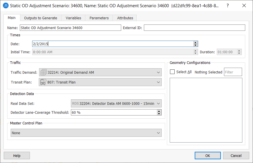 Static OD Adjustment Scenario - Main