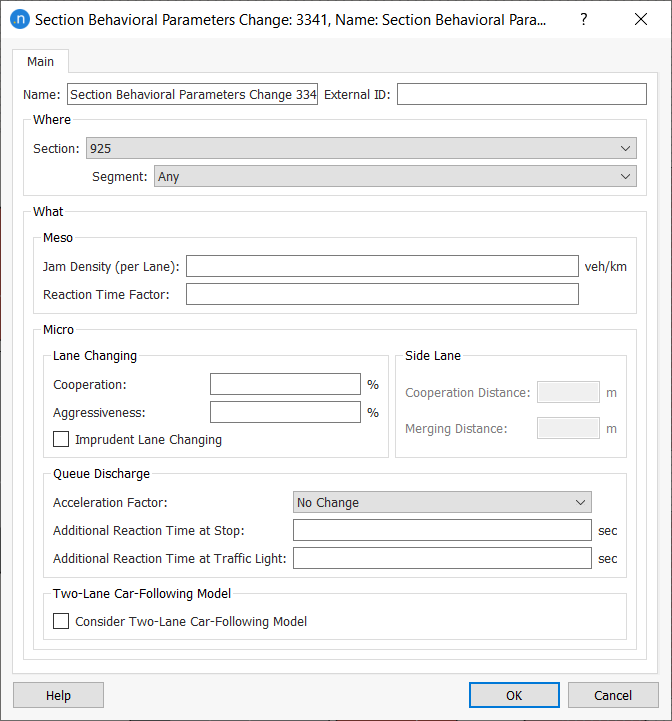 Section Behavioral Parameters Change