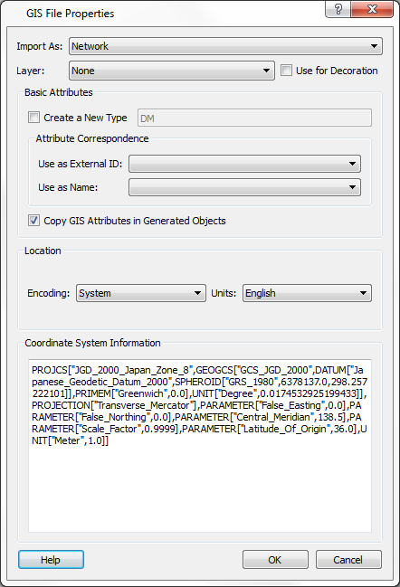 GIS Importer Dialog