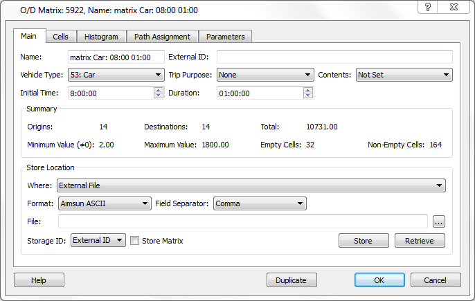 Cube OD matrix importing process