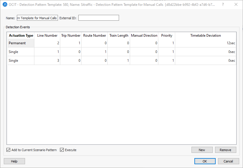 OCIT detection pattern dialog