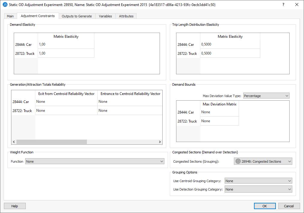 Static OD Adjustment Scenario - Adjustment Constraints