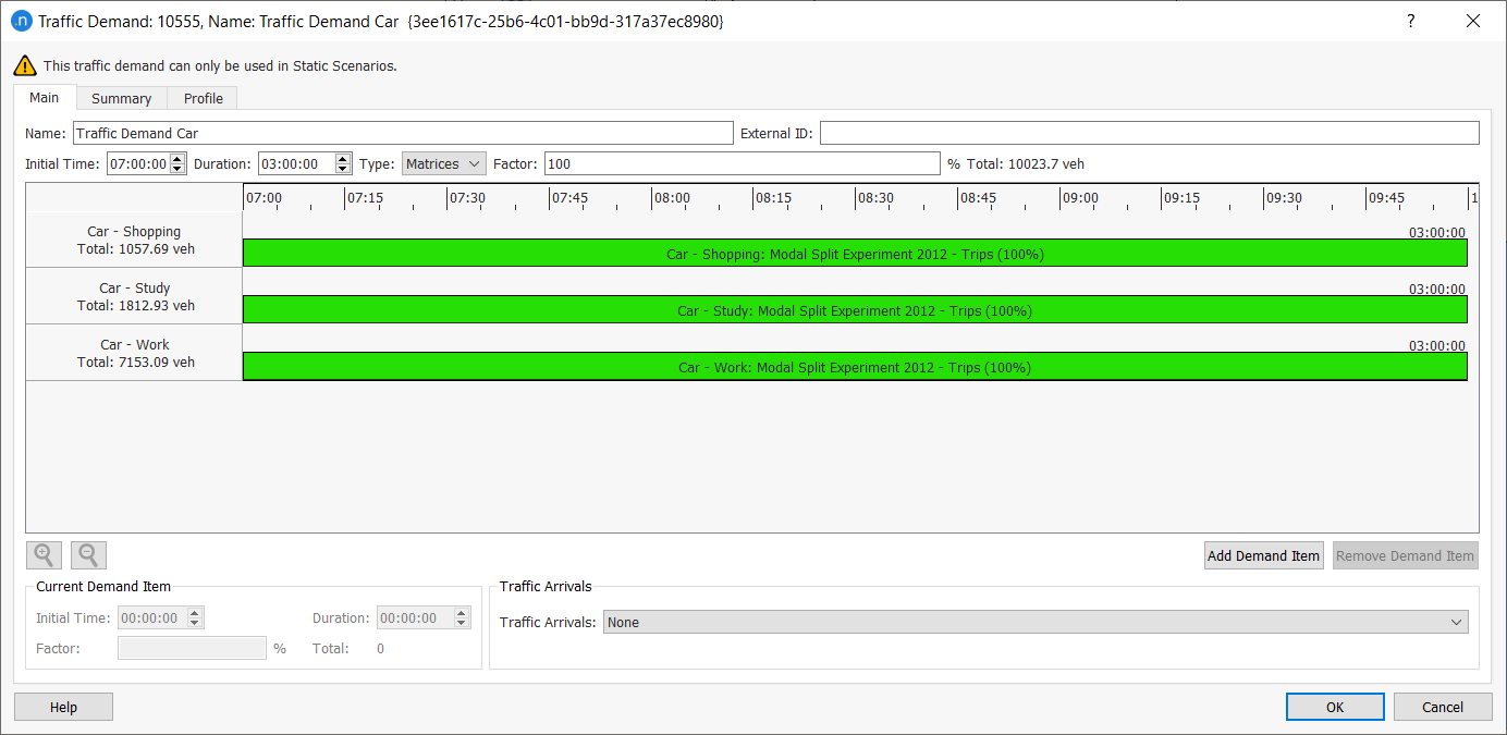 Traffic demand dialog