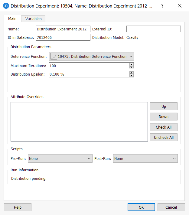 Distribution experiment main tab